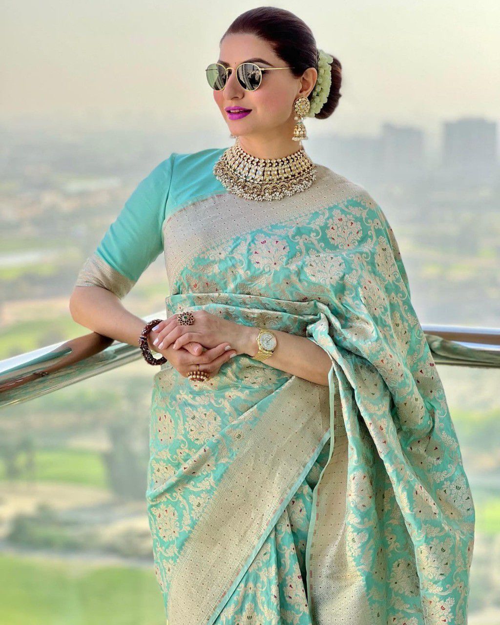 Grishma Sea Green Soft Silk Saree