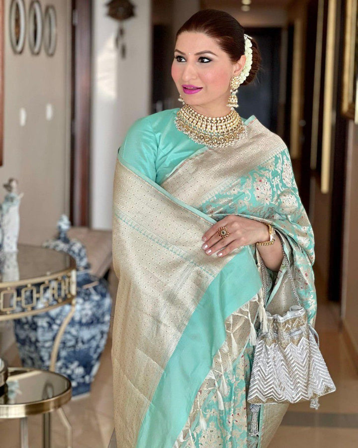 Grishma Sea Green Soft Silk Saree