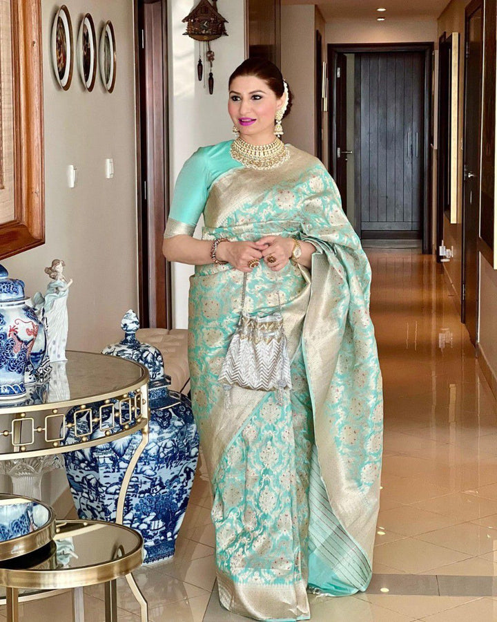 Grishma Sea Green Soft Silk Saree