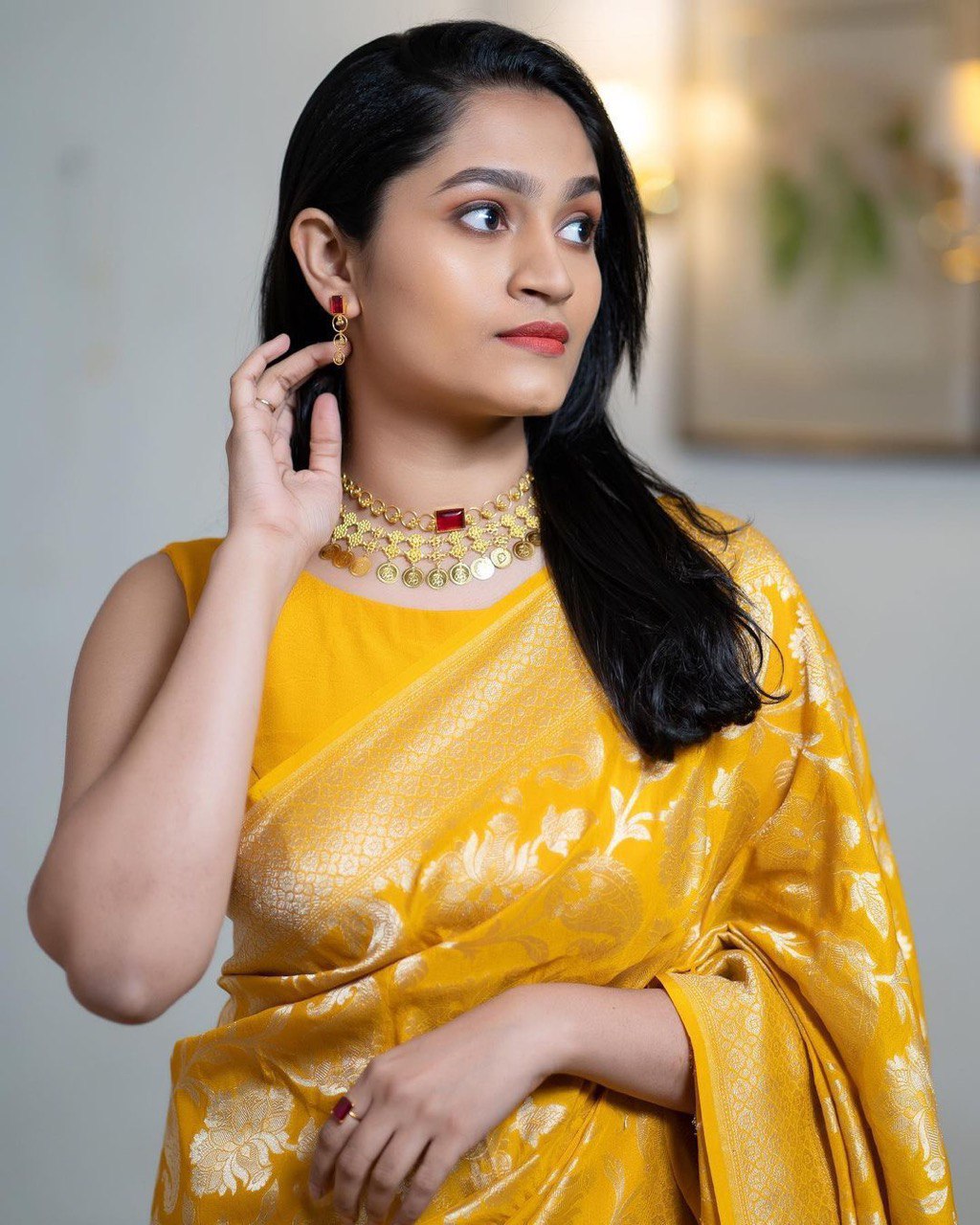 Fiona Yellow Soft Silk Saree