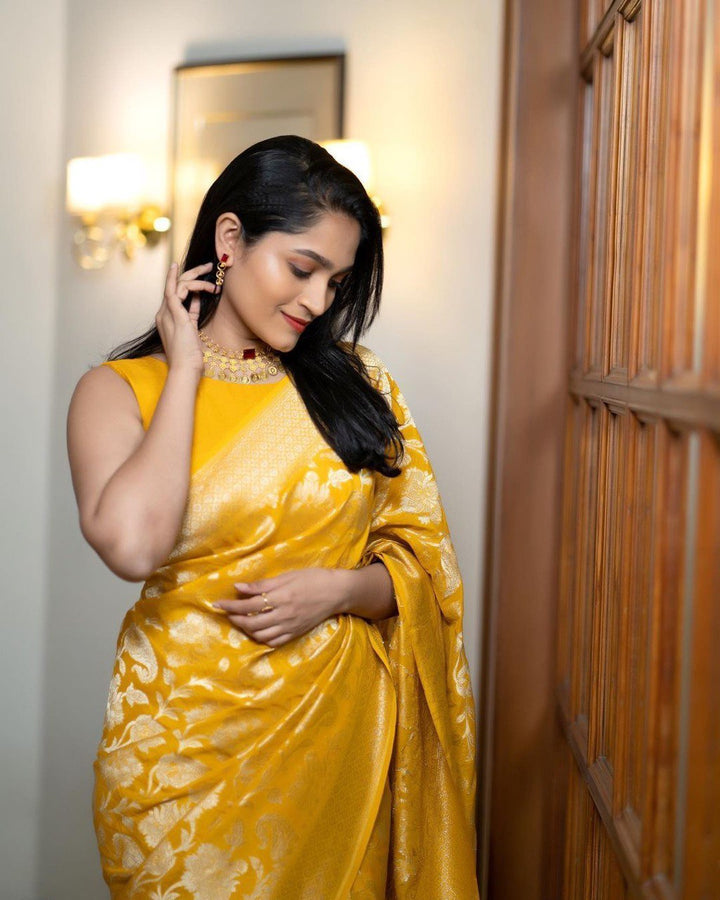 Fiona Yellow Soft Silk Saree