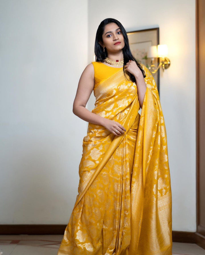 Fiona Yellow Soft Silk Saree