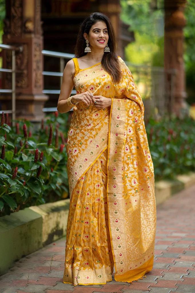 Geeta Yellow Soft Silk Saree