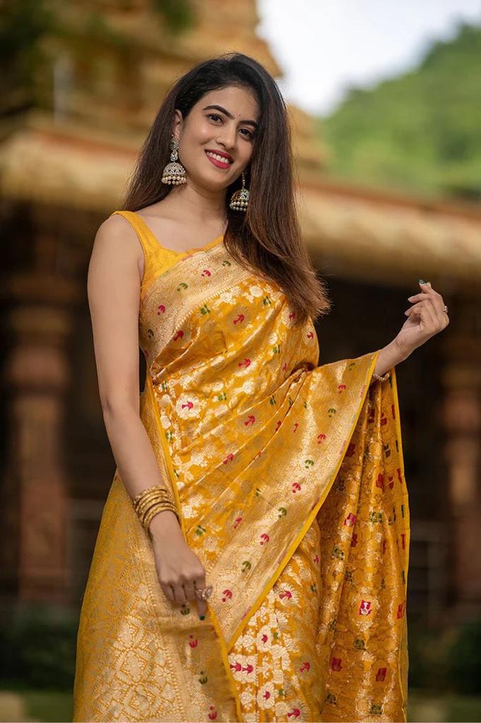 Geeta Yellow Soft Silk Saree