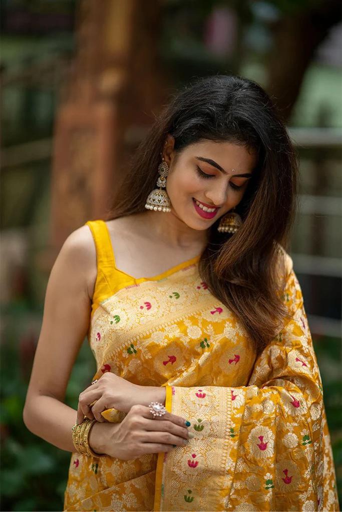 Geeta Yellow Soft Silk Saree