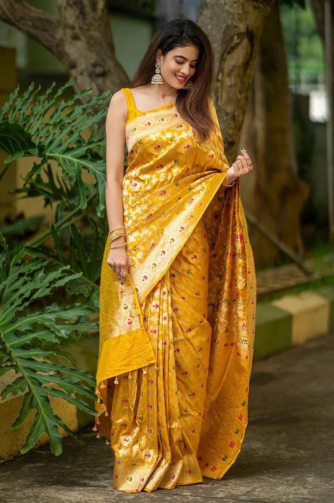 Geeta Yellow Soft Silk Saree