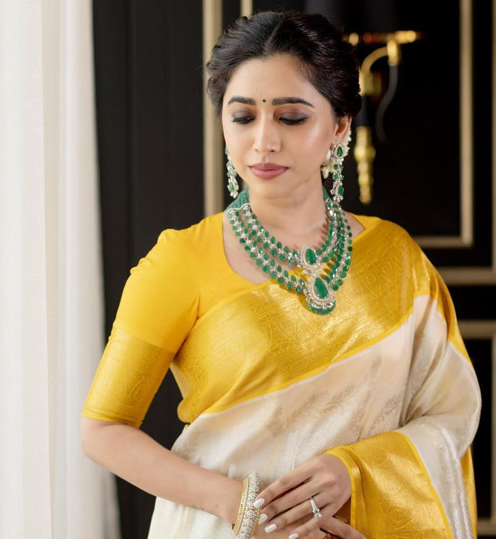 Shreya Stunning White Soft Silk Saree