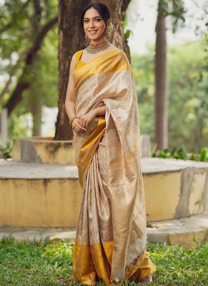 Garima Beige Soft Silk Saree