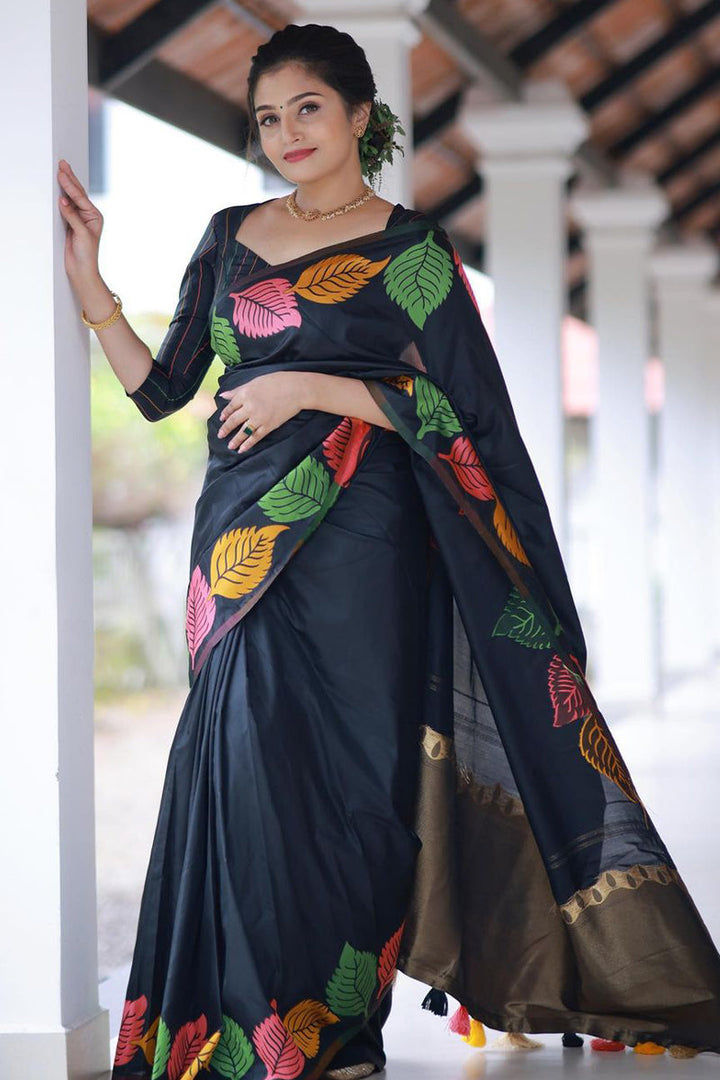 Pooja Black Soft Silk Saree