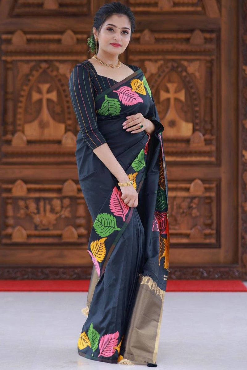 Pooja Black Soft Silk Saree