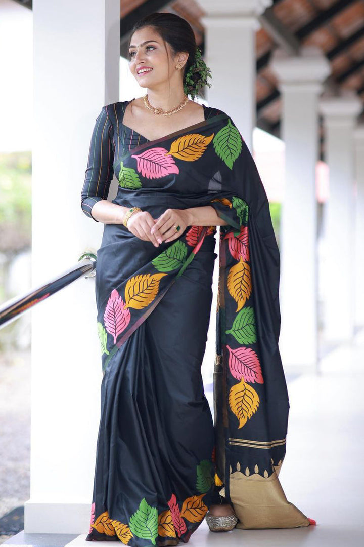 Pooja Black Soft Silk Saree