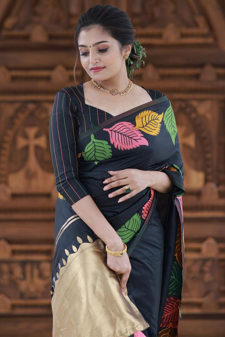 Pooja Black Soft Silk Saree