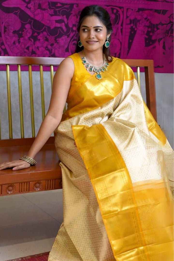 Lata Beige Soft Silk Saree