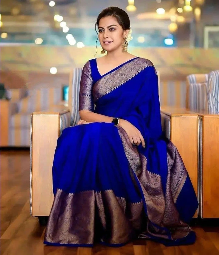 Avani Royal Blue Soft Silk Saree