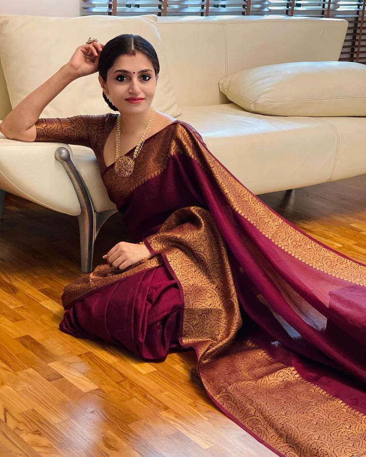 Esha Wine Soft Silk Saree