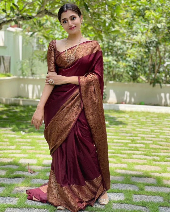 Esha Wine Soft Silk Saree