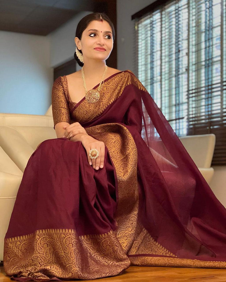 Esha Wine Soft Silk Saree