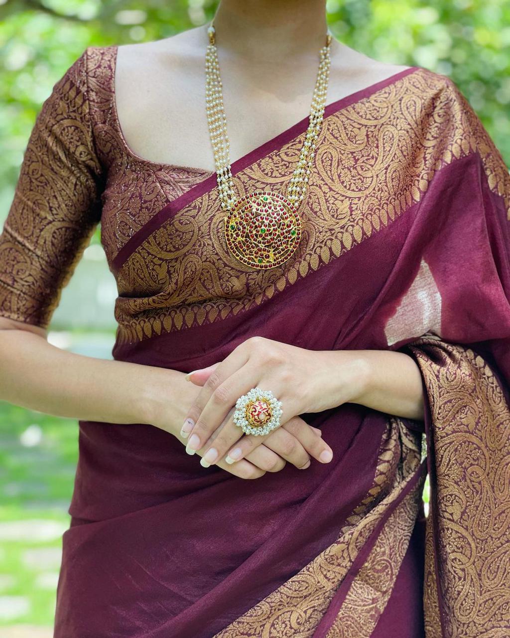 Esha Wine Soft Silk Saree