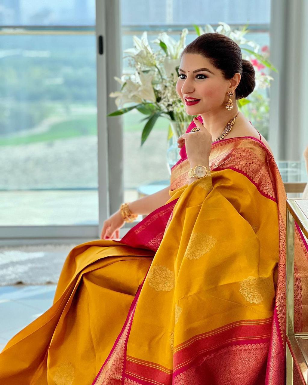 Garima Yellow Soft Banarasi Silk Saree