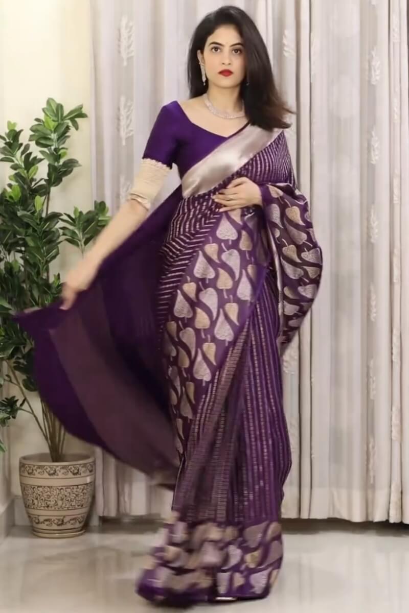 Kajal Purple Soft Silk Saree