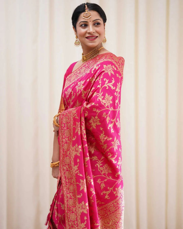 Charu Dark Pink Soft Banarasi Silk Saree