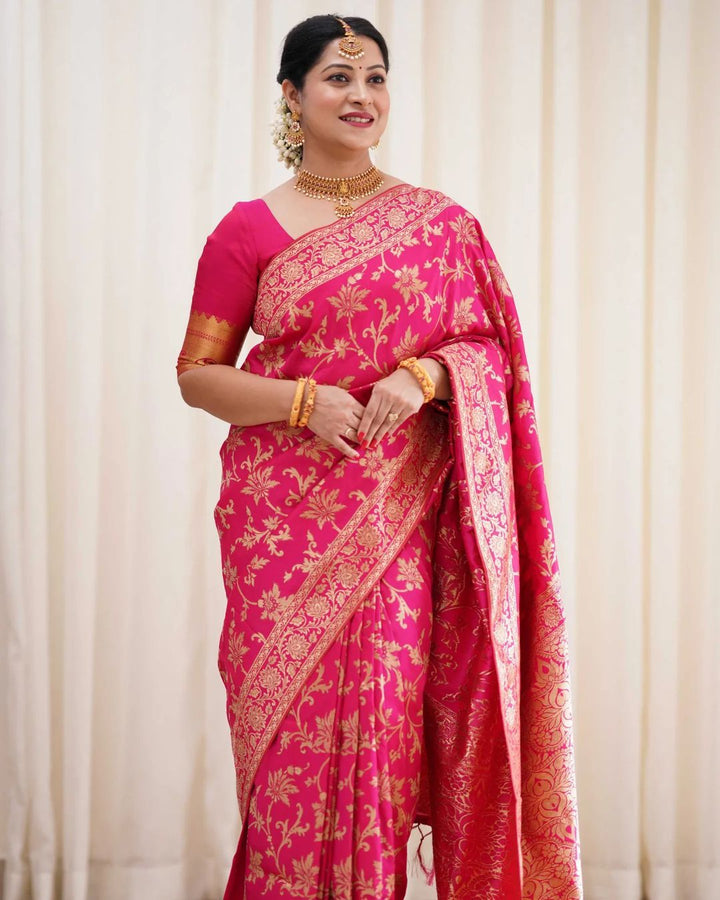 Charu Dark Pink Soft Banarasi Silk Saree