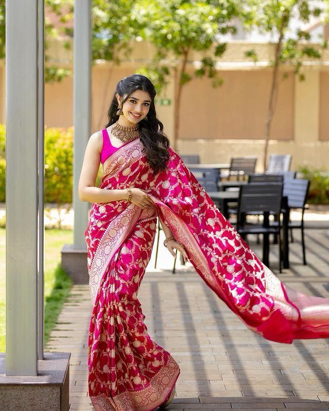 Urmi Dark Pink Soft Silk Saree