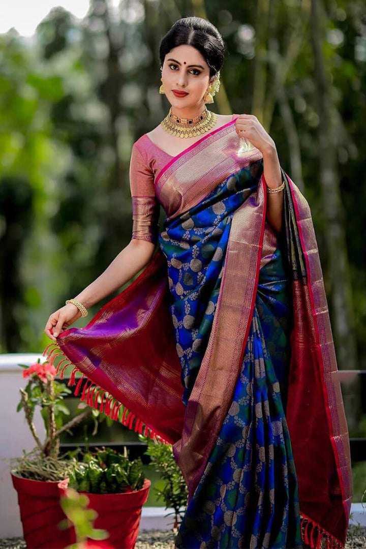 Lavanya Blue Soft Banarasi Silk Saree