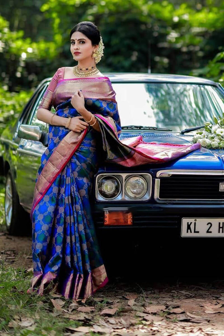 Lavanya Blue Soft Banarasi Silk Saree