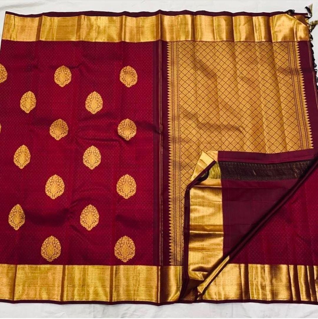 Disha Maroon Soft Banarasi Silk Saree