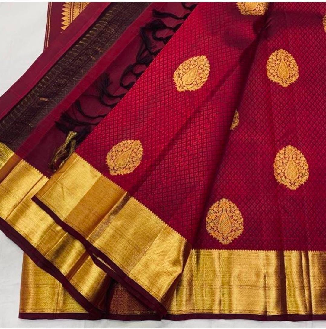 Disha Maroon Soft Banarasi Silk Saree