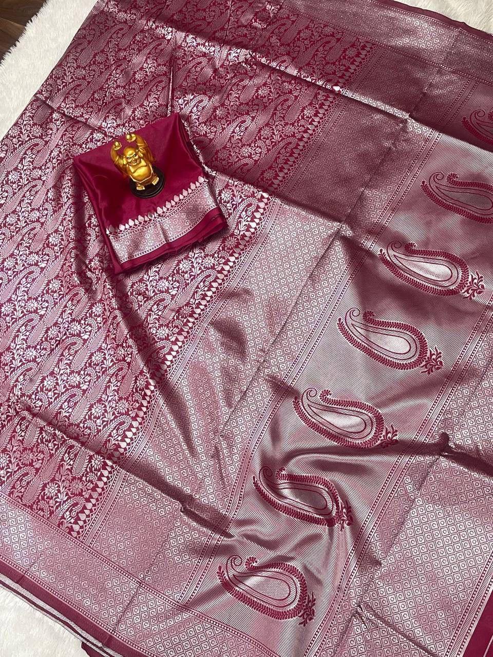 Diya Wine Soft Banarasi Silk Saree