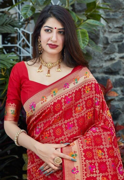 Ritika Red Soft Banarasi Silk Saree