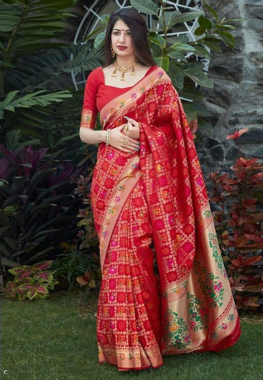 Ritika Red Soft Banarasi Silk Saree