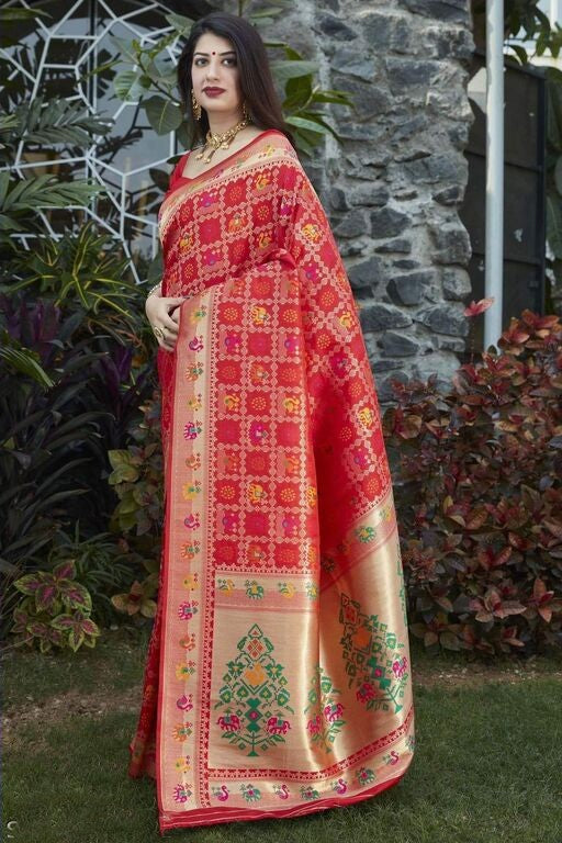 Ritika Red Soft Banarasi Silk Saree