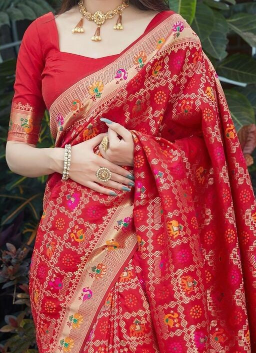 Ritika Red Soft Banarasi Silk Saree