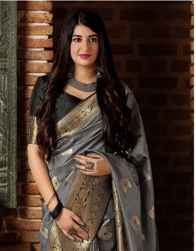 Dhruti Grey Banarasi Silk Saree