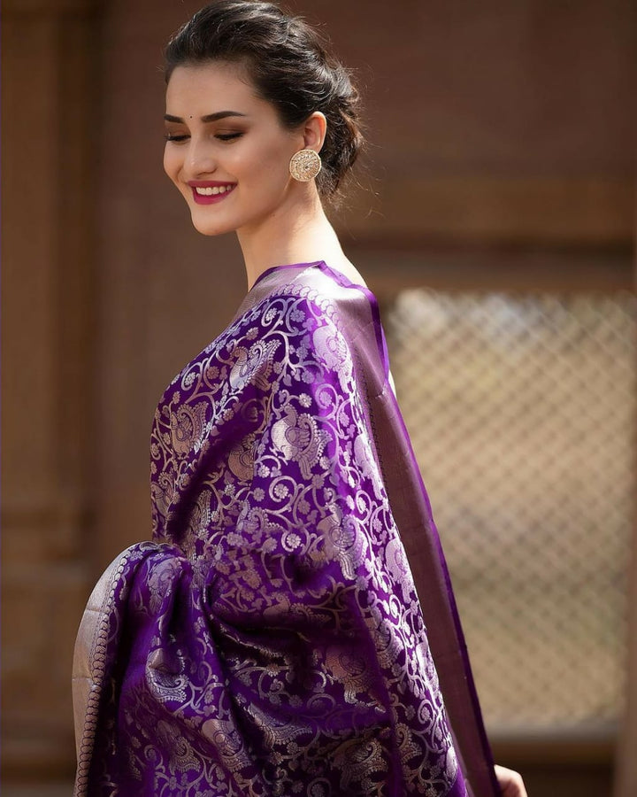 Diya Purple Soft Banarasi Silk Saree