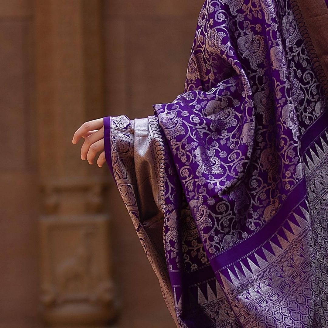 Diya Purple Soft Banarasi Silk Saree