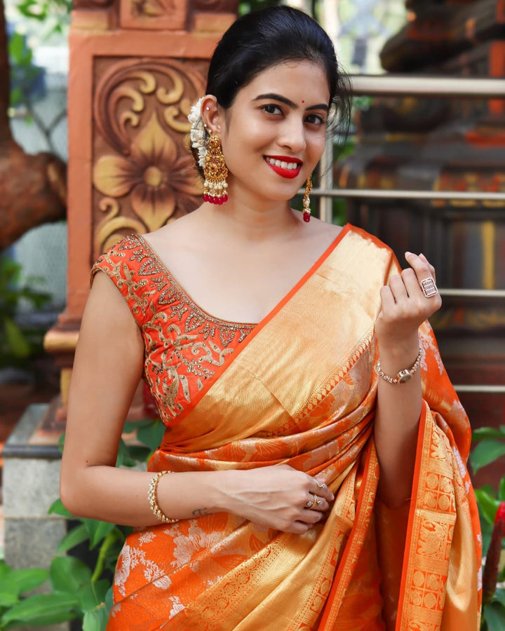 Farah Orange Soft Banarasi Silk Saree