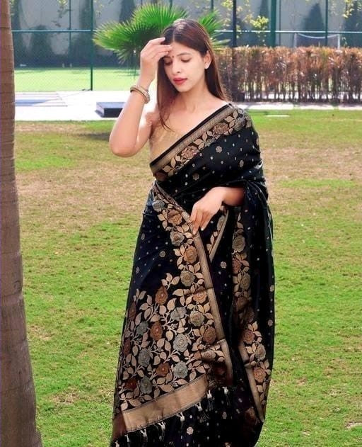 Nidhi Black Soft Banarasi Silk Saree