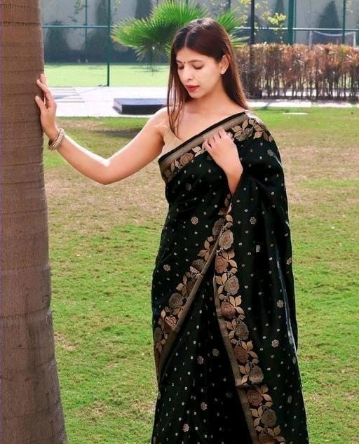 Nidhi Black Soft Banarasi Silk Saree