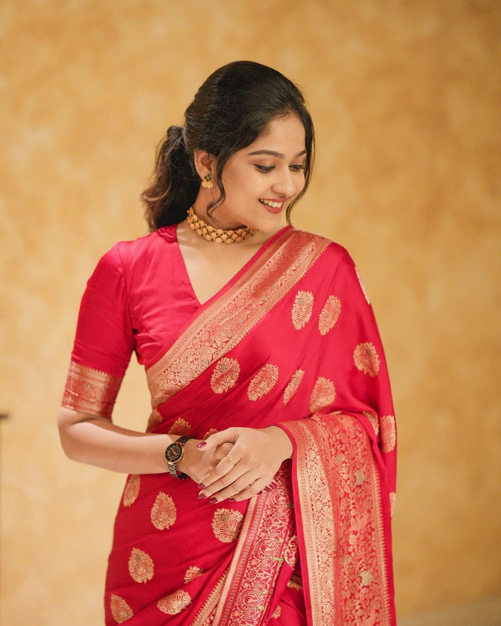 Falguni glam Red Soft Silk Saree