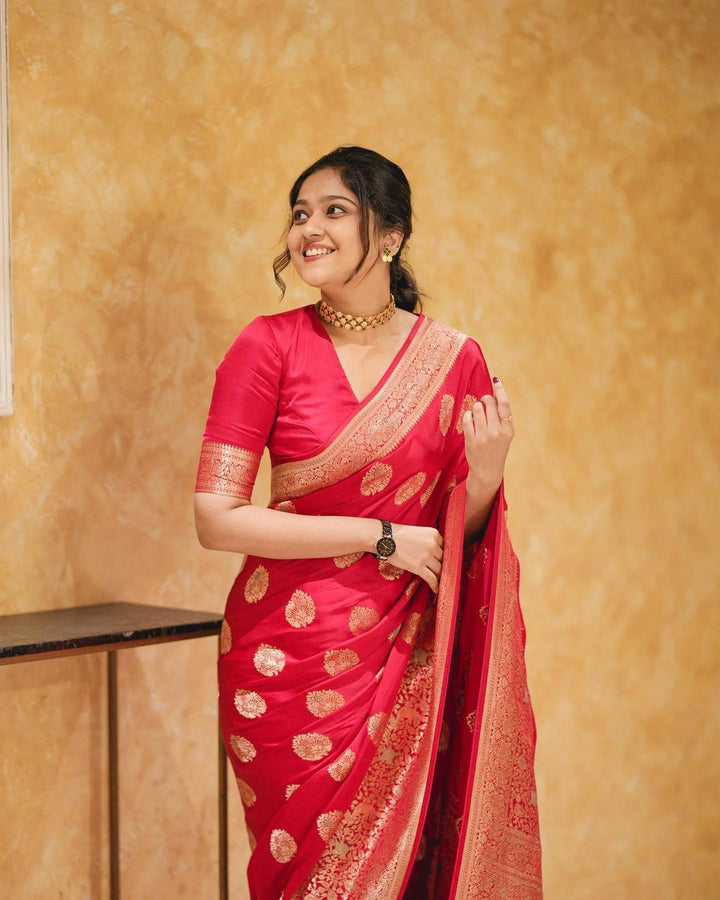 Falguni glam Red Soft Silk Saree