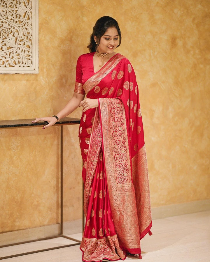 Falguni glam Red Soft Silk Saree