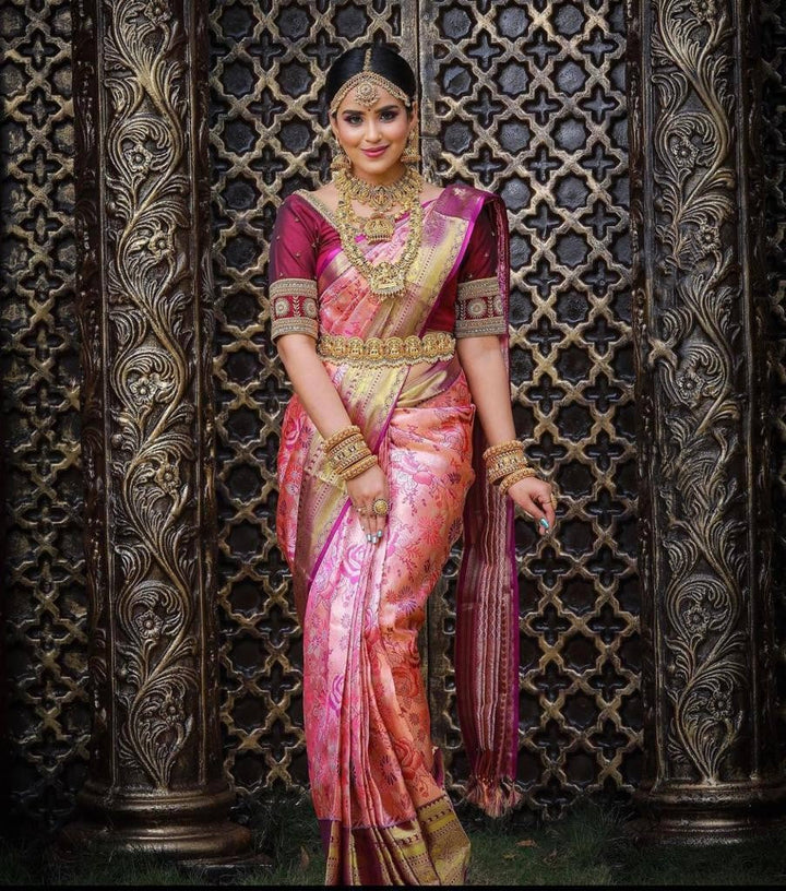 Deepa Pink Soft Banarasi Silk Saree