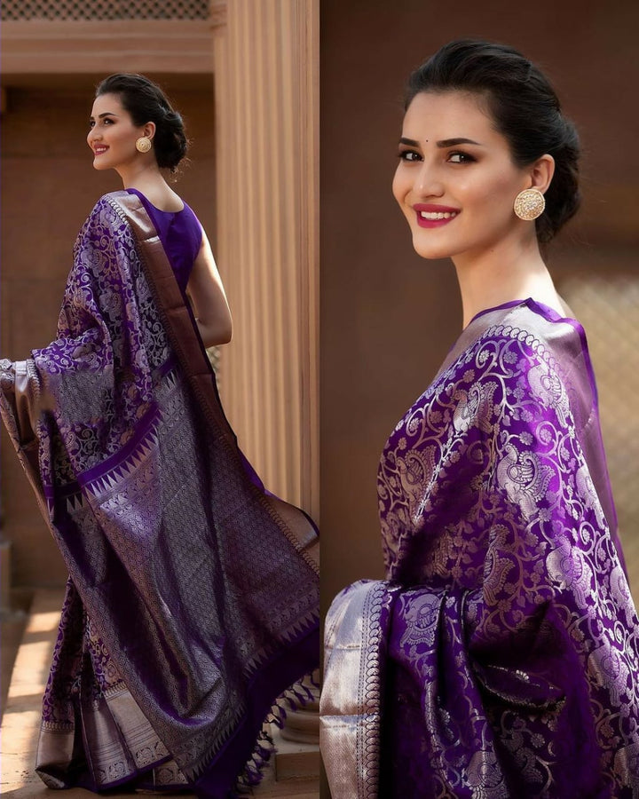 Diya Purple Soft Banarasi Silk Saree