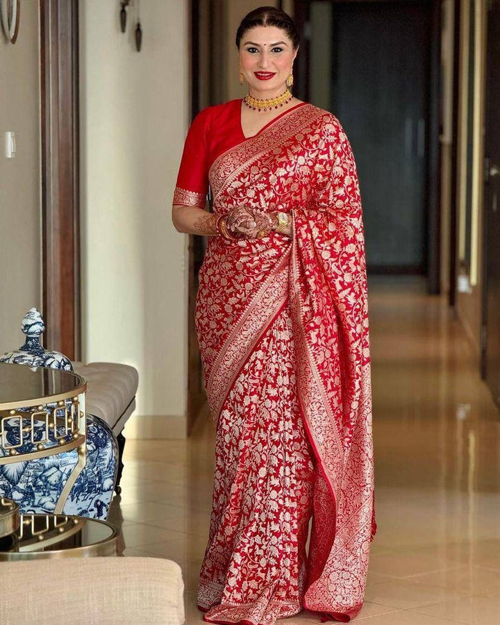 Saanvi Red Soft Silk Saree