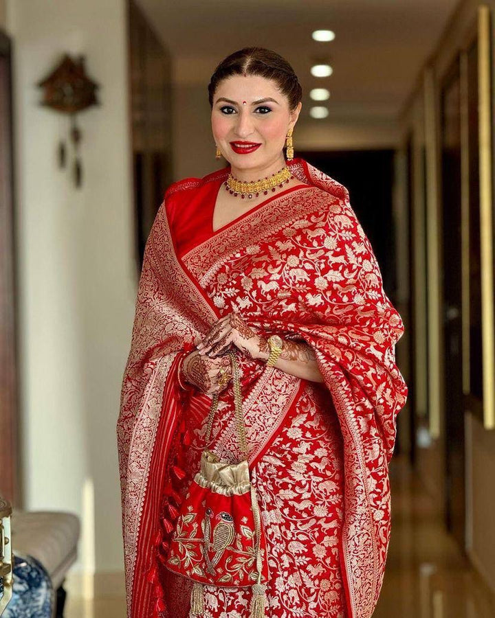 Saanvi Red Soft Silk Saree