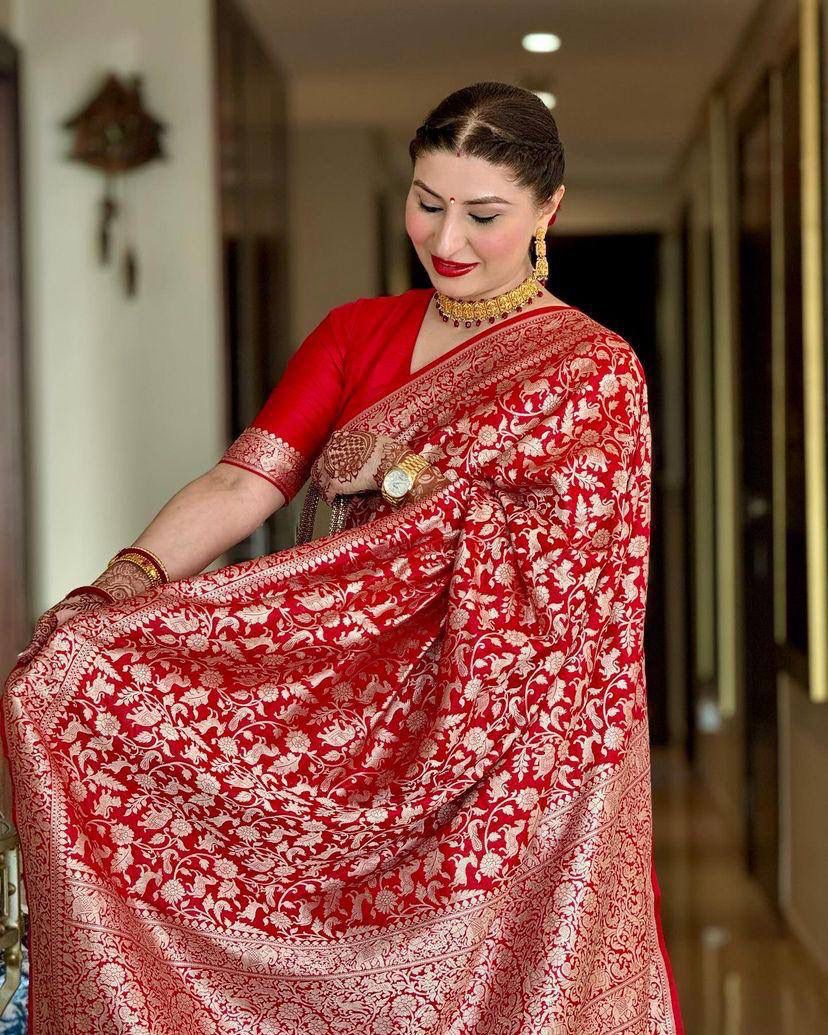 Saanvi Red Soft Silk Saree